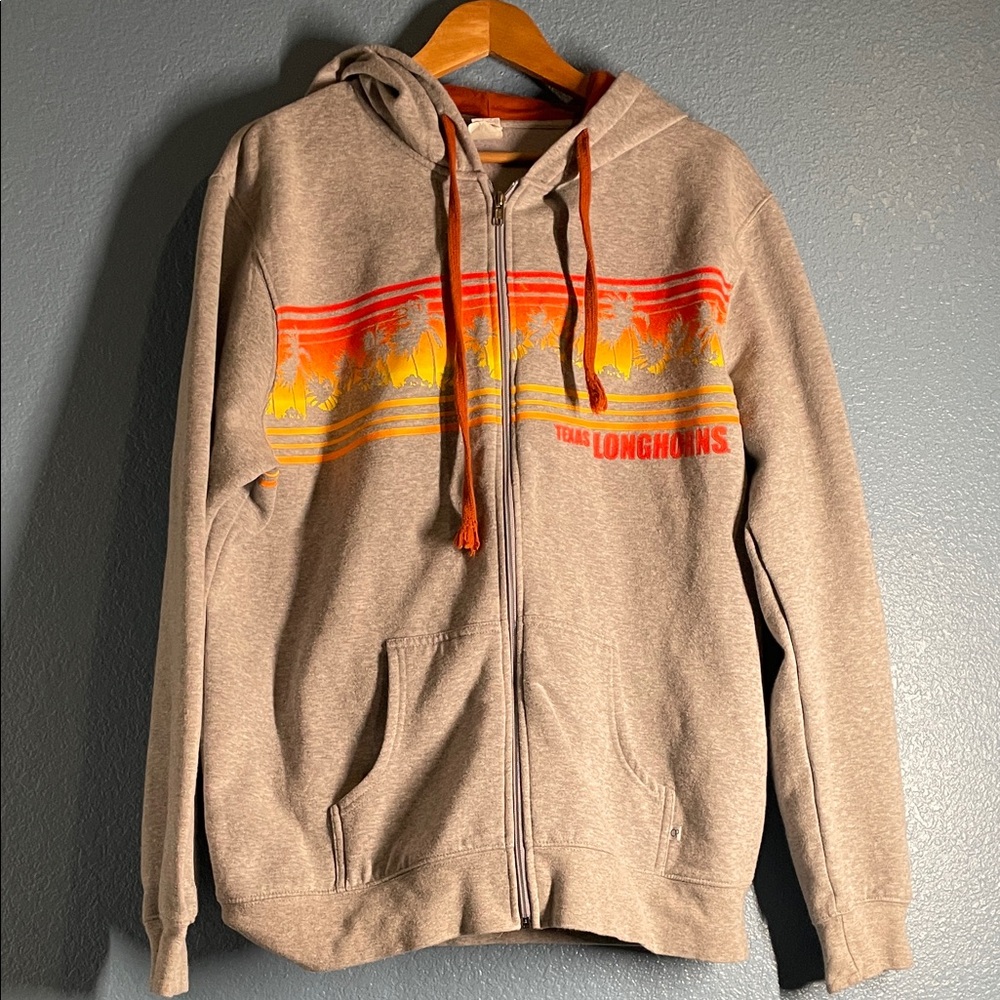 OP Brown Zip-Up Sweater with Orange Accents